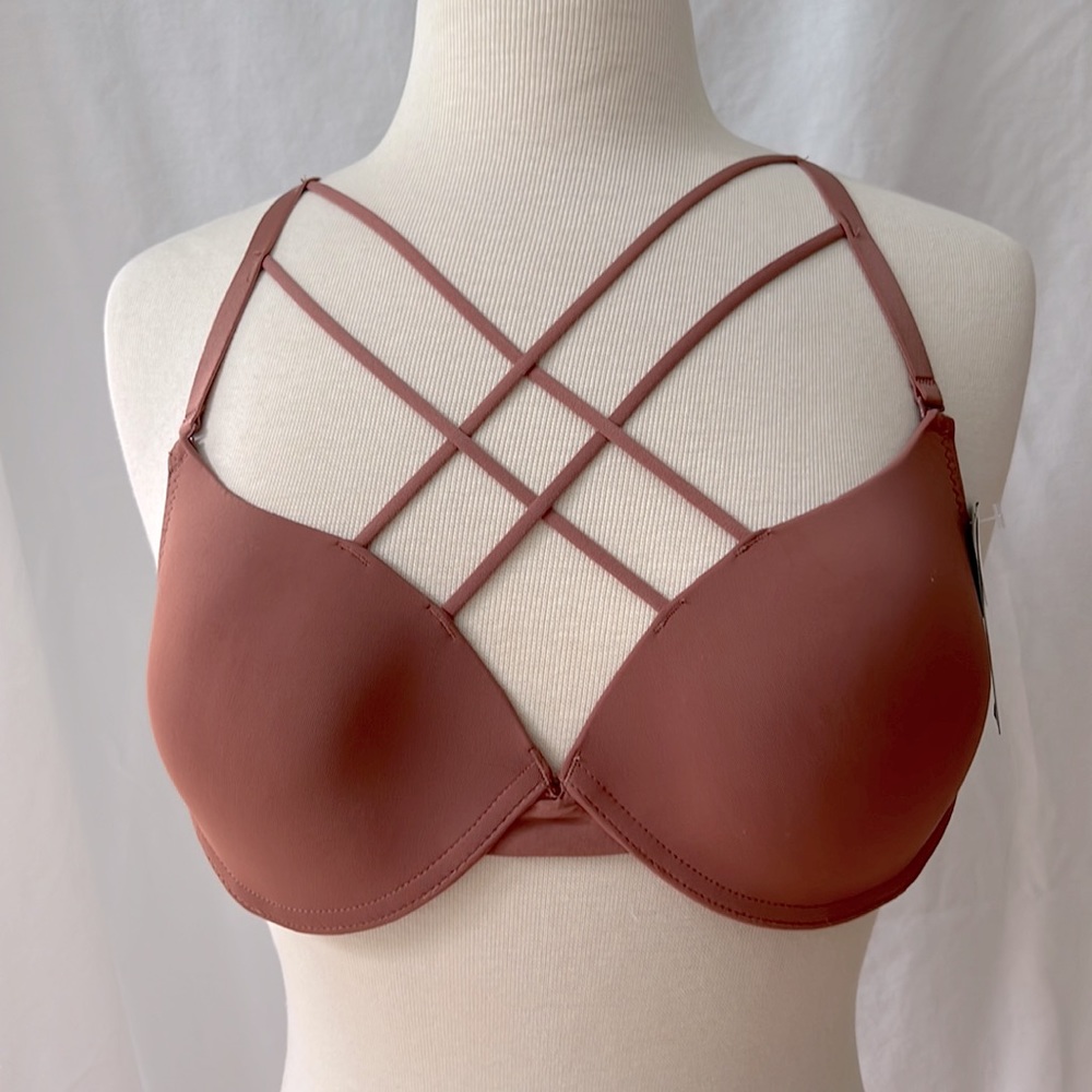 Cage Front Cinnamon Brown Bra Push up Underwire 32B